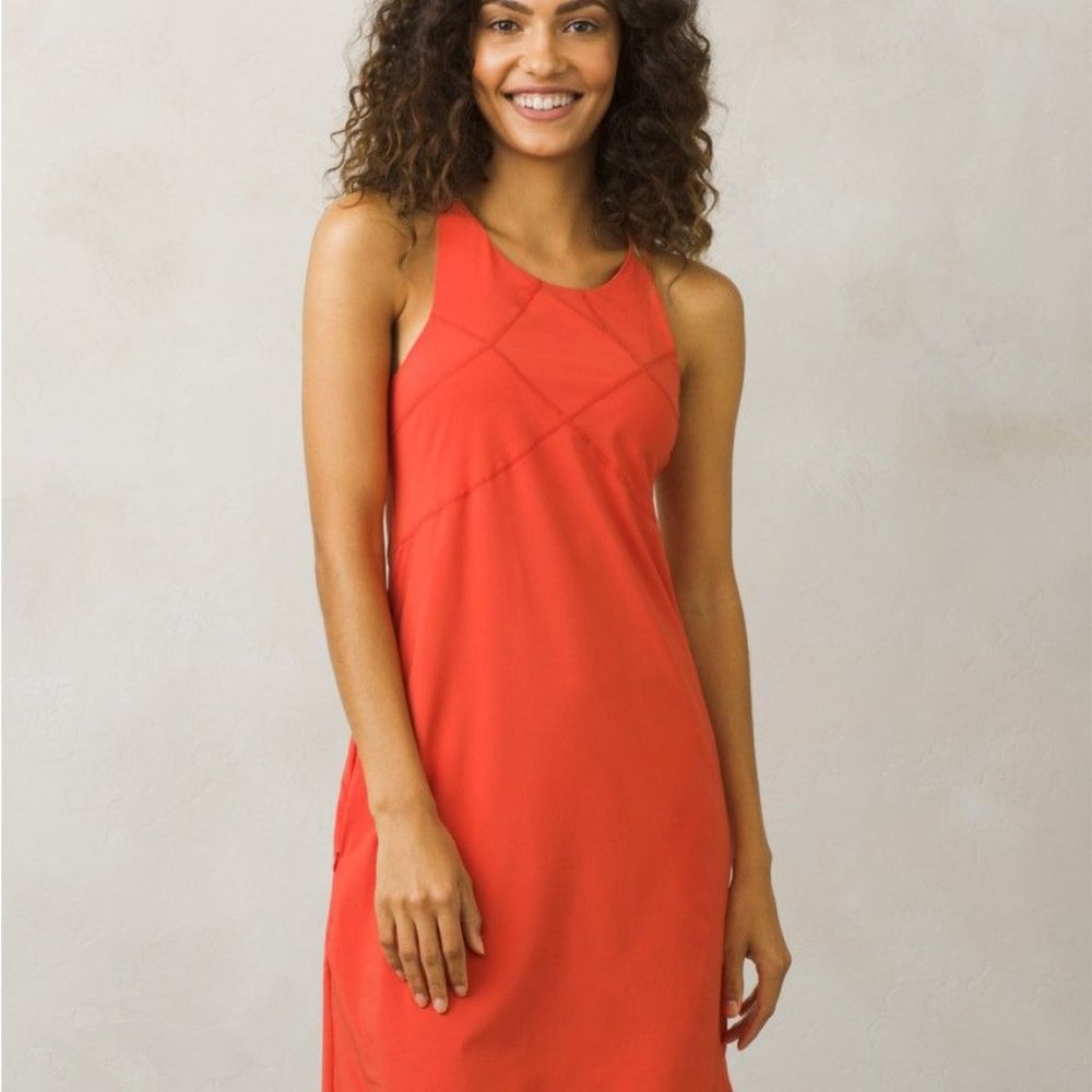 prAna Barton Racerback Shelf Bra Dress Orange XL